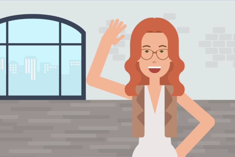 Über mich Maren Fasterding als animierte Figur winkt in die Kamera